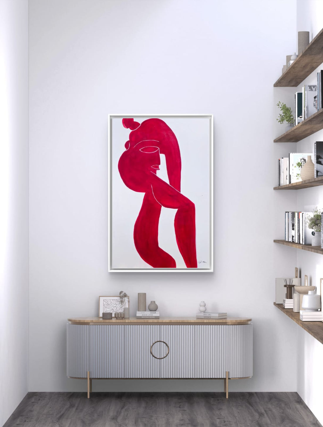 Crimson Whirl: A Dance of Red on White